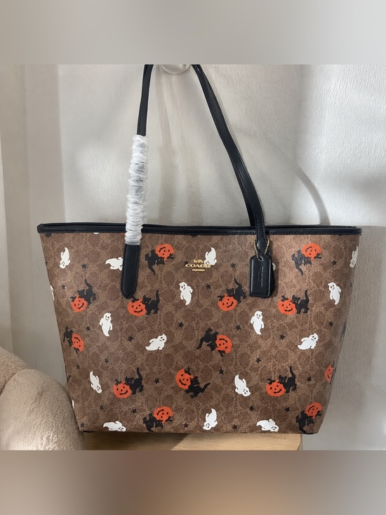 Coach Handbags - Coach Brown Halloween Print Tote Bag with Black Handles